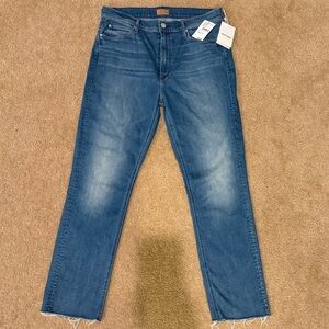 MOTHER Ankle Cropped Jeans in Classic Blue